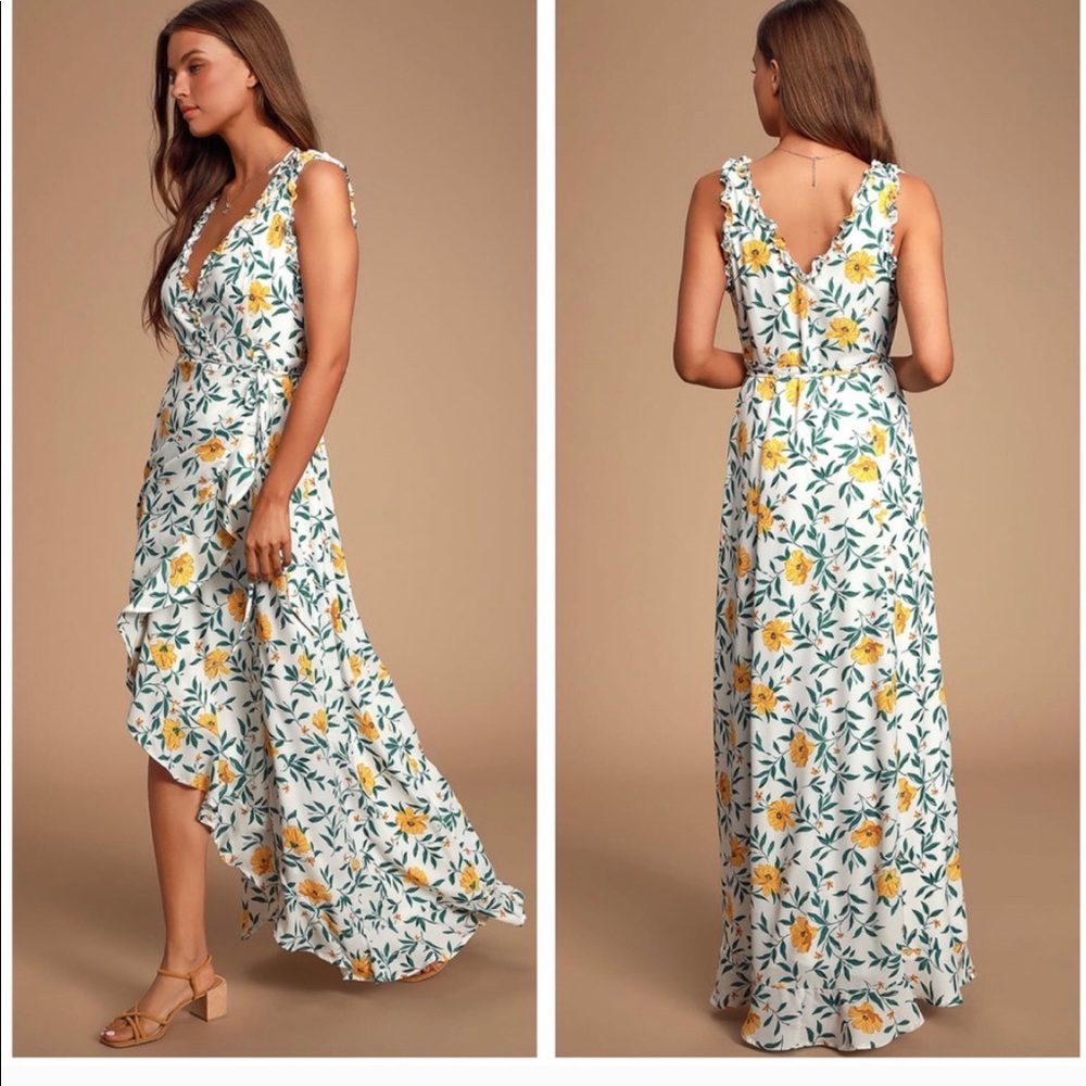 NWOT Blossoming Heart Floral High-Low Wrap Dress